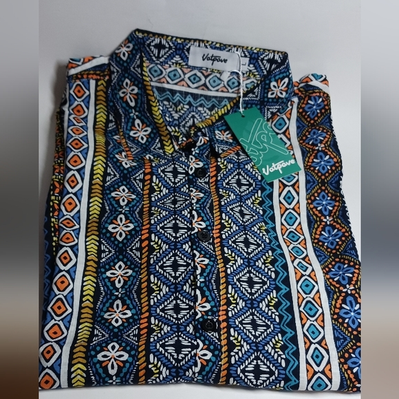 VATPAVE Mens L Summer Tropical Shirts Short Sleeve Button Down Hawaiian Shirt - Picture 2 of 4